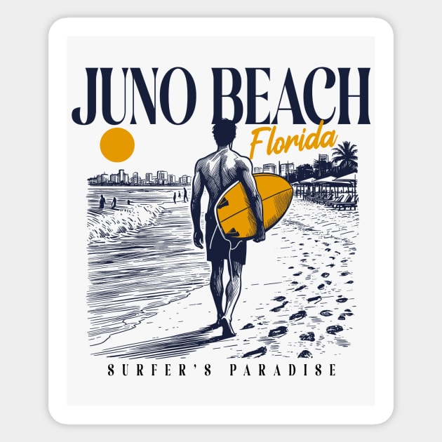 Vintage Surfing Juno Beach, Florida // Retro Surfer Sketch // Surfer's Paradise Sticker by Now Boarding